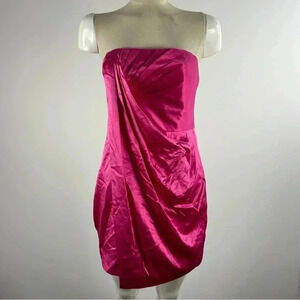 BCBGMaxAzria Y2K Barbiecore Cocktail Hot Pink Silk Strapless Mini Dress 4